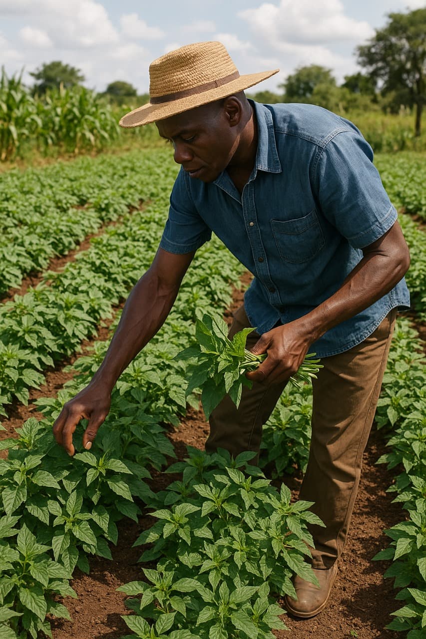 Farmers working together in fields